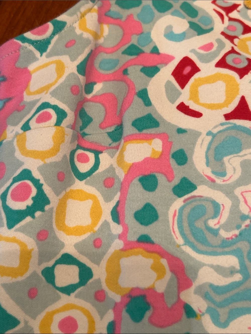 Talbots Pink & Turquoise Sleeveless Mosaic V-Neck Shift Dress - Picture 13 of 13